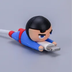 Creative Hero Series Cartoon Bite Data Line USB Charging Cable Protector Mobile Phone Accessories Silicone Protective Sleeve