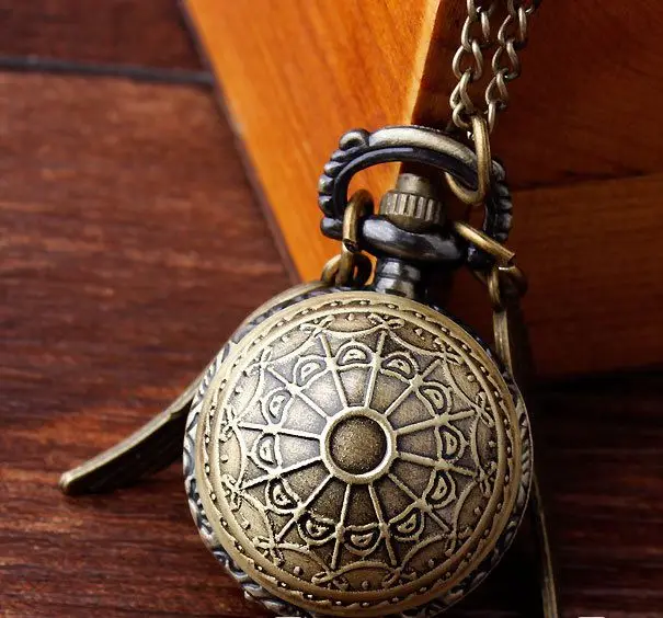 Классические бронзовые часы с крыльями диаметром 27 мм, винтажные карманные часы в античном стиле с шариком