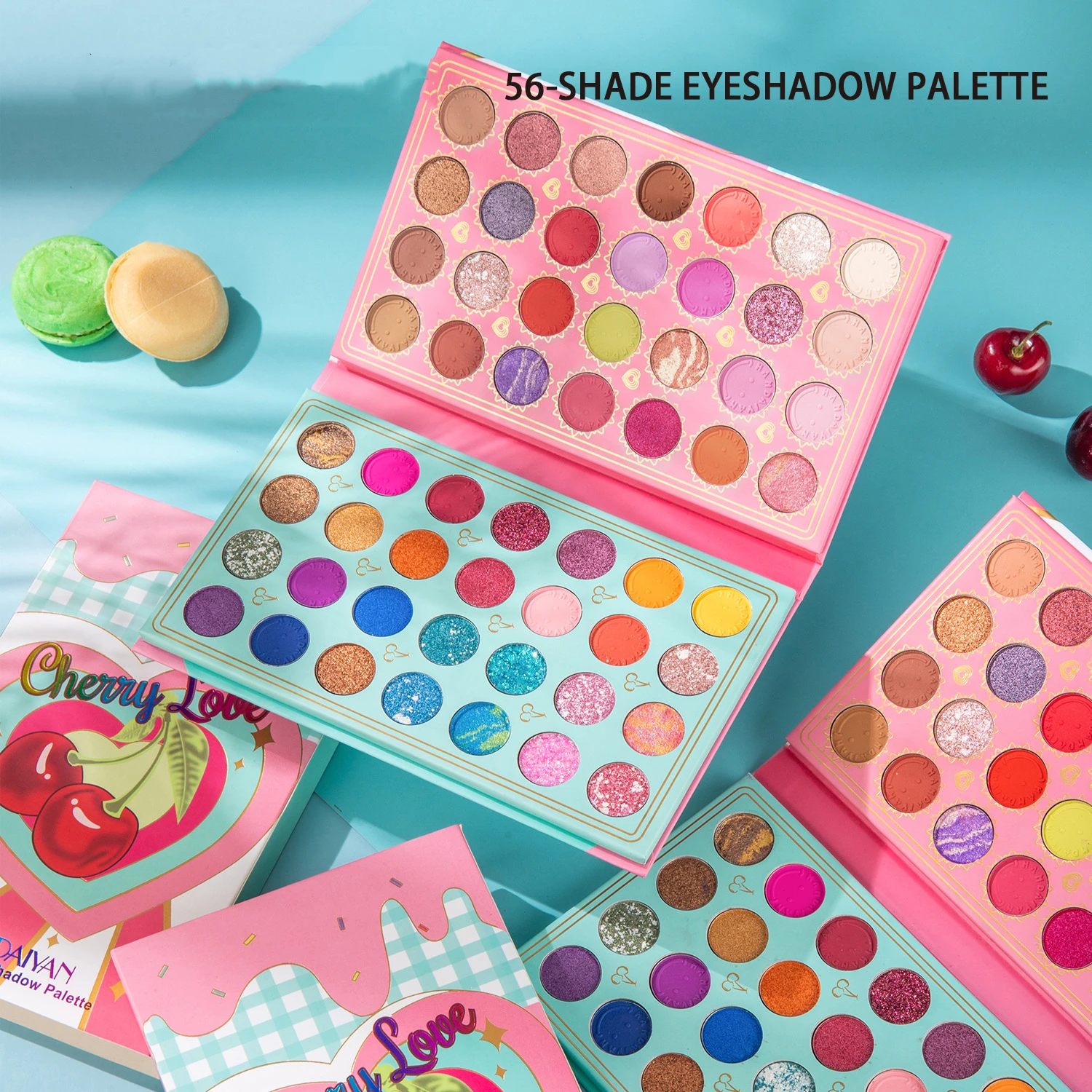 Private label 56 color makeup eyeshadow palette pearly matte sequins long lasting waterproof custom logo sombras maquillaje