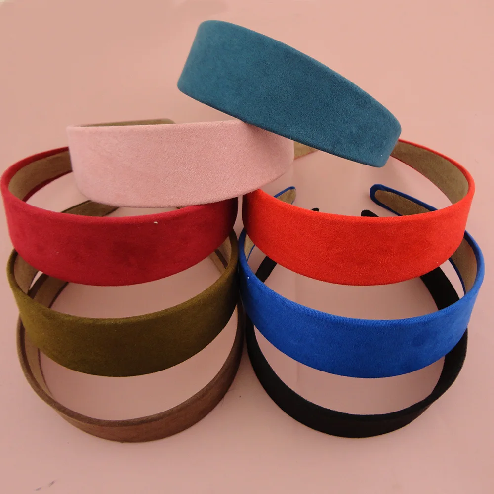 3.8cm 1.5inch Suede Velvet Covered Plastic Headbands for Women Wide Hairbands Plain Hair Hoops For DIY Hair Accessories