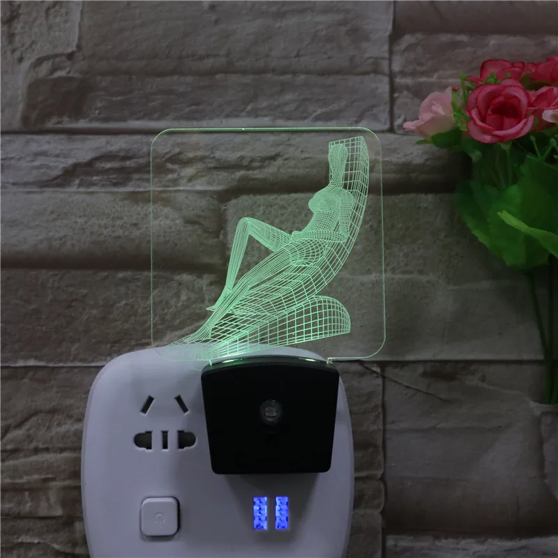 Hot Selling Nice Small Night Lamp 7 Colors Changeable Acrylic Night Lights Home Decor Light Sensor LED Wall Lamp