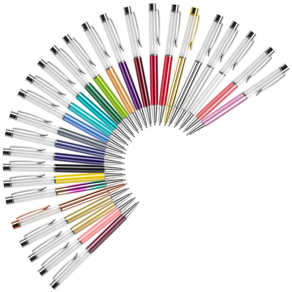 Wholesale Creative Diy Metal Ball Pens Glitter Empty Tube Ballpoint Pens Office Supplies Pens With Custom Logo