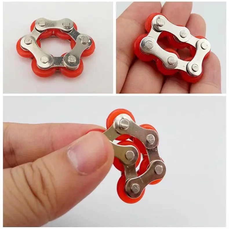 Mini Handheld Fidget Toy Set Six Roller Chain and Key Flippy Chain Bike Chain Fidget Stress Relief Toys