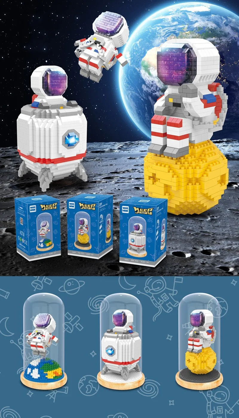 hand do mini particle micro drill aerospace toys Astronaut building blocks pieced space