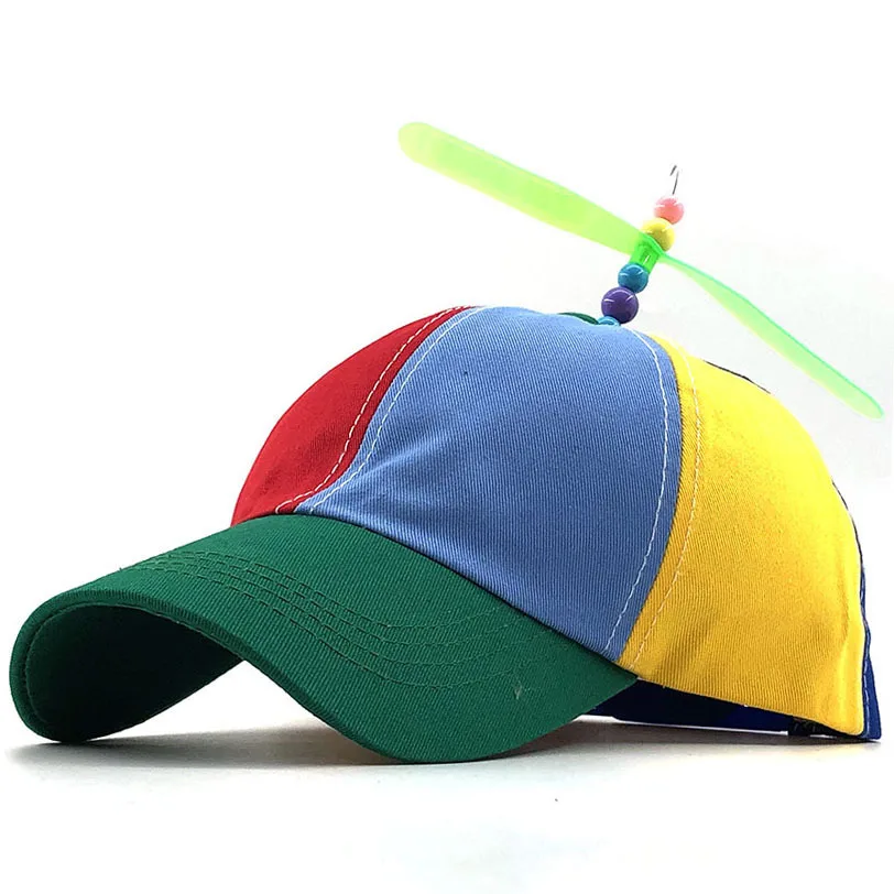 Creative Removable Propeller Bamboo Dragonfly Kids Baseball Caps and Kid Peaked Hats