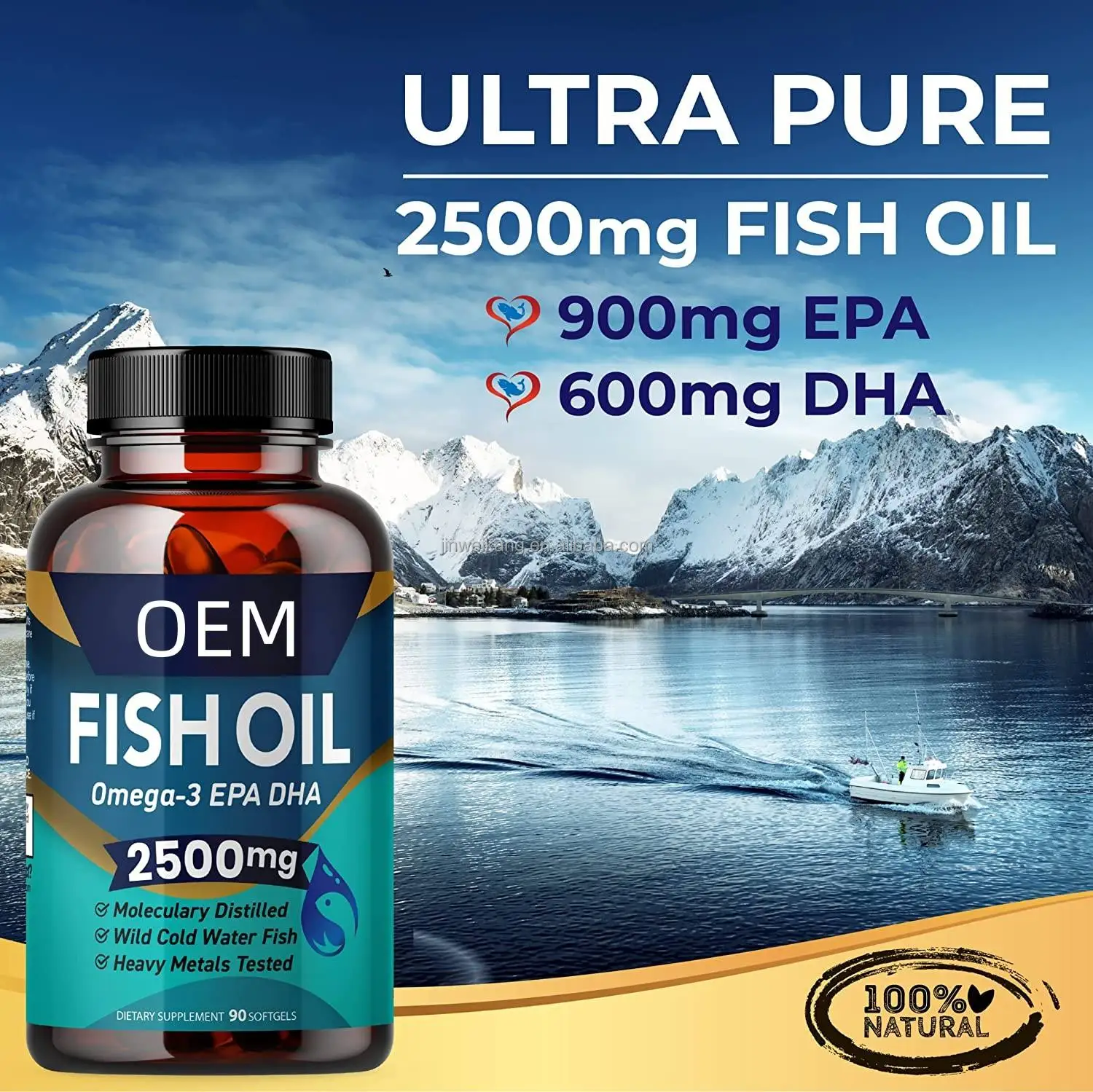 Vitahealthy Custom label hot sale halal fish oil omega 3 EPA DHA Capsule fish oil supplements support heart and joint