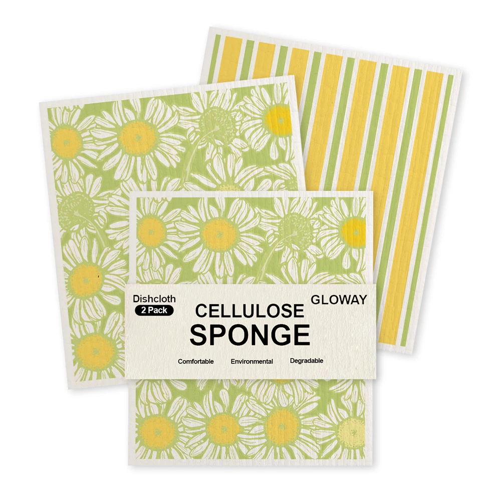 Spring-Color German Imported Sponge Sheets Kitchen Cloth Dish Towels Cellulose Sponge Cloth Non Scratch Swedish Dish Wash Cloth