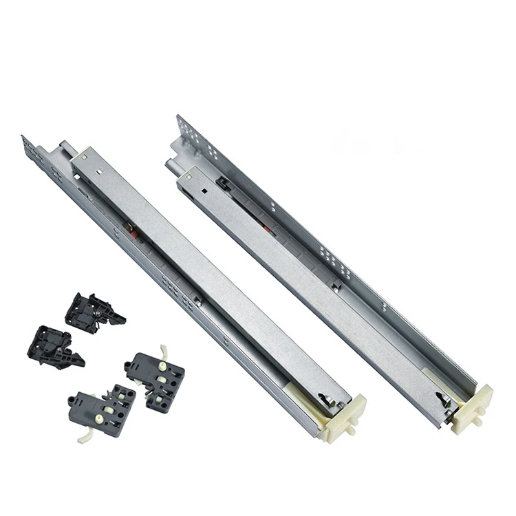 Hidden Slide Rail Support Bottom Buffer Mute Self-Closing Drawer Track Damping Three-Section Rail