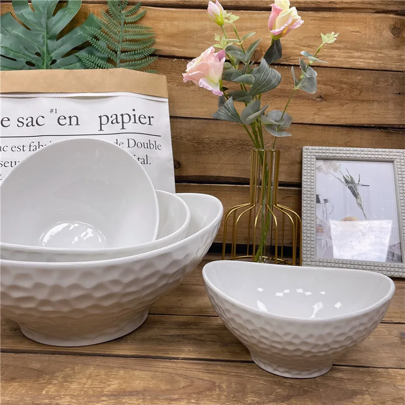Керамическая Фарфоровая столовая чаша, чаша для салата, супа, овальной формы, керамические чаши