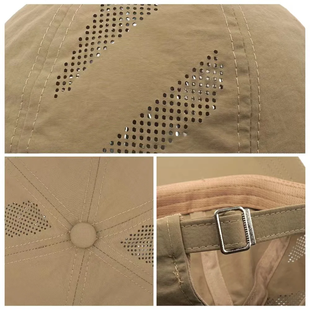 Summer Light Weight Waterproof Baseball Caps Laser Cut Hole Breathable Unisex Sports Caps