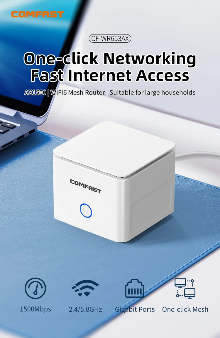 COMFAST Routers Long Range WiFi 6 1500Mbps Dual Band Gigabit Internet Router Mesh WiFi Router
