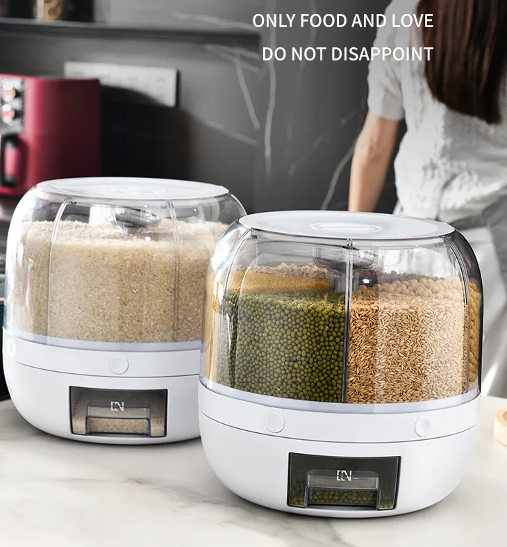 BOCHENG Wholesale Food Grade Cereal Storage Container PET Plastic grain transparent tank rice barrel  Rice Bucket Container