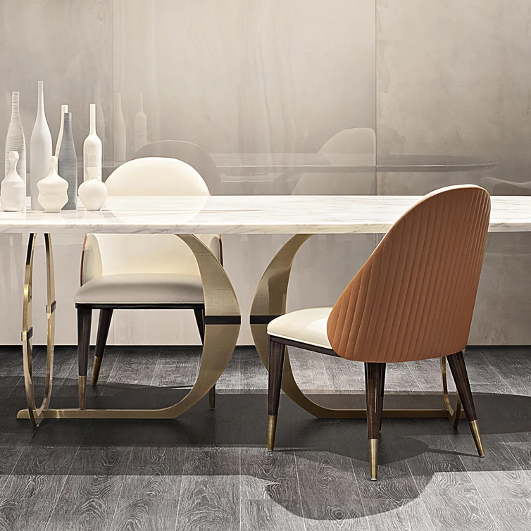 Modern dining chairs leather with shell back solid wood legs room set chair furniture wholesale
