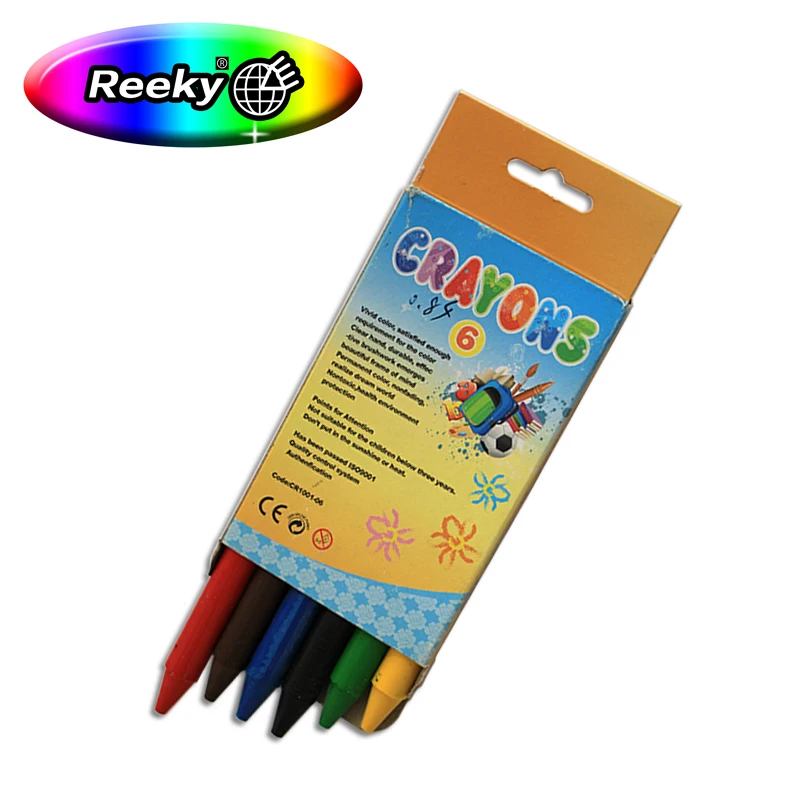 Square Crayon Art Drawing Crayons 6 Packing and Accept Customized Color Box 24 Peanut Bathtub Wax Crayons Set for Kids