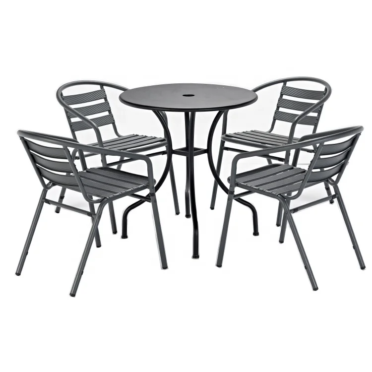 Factory Hot Sale Patio All Aluminum Chair And Table Set Commercial Bistro Garden Metal Armchair Modern Restaurant Cafe Furniture