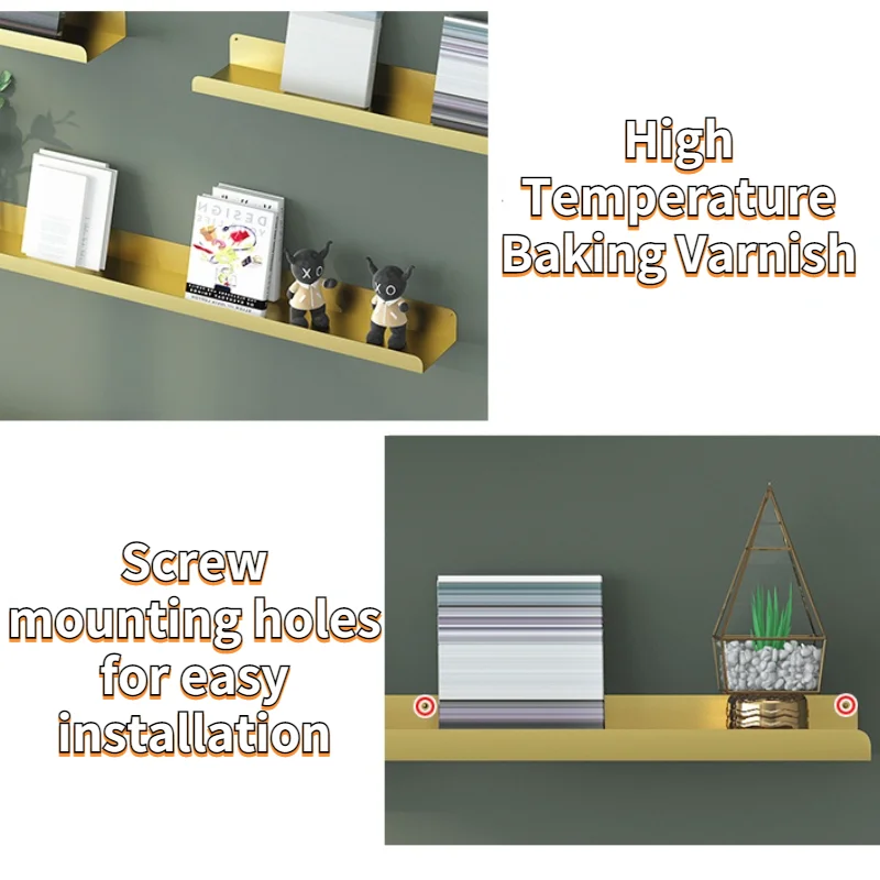 Amazon Hot Sell Nordic Metal Partition Wall Mount Shelf Hanging Bookshelf Floating Shelves