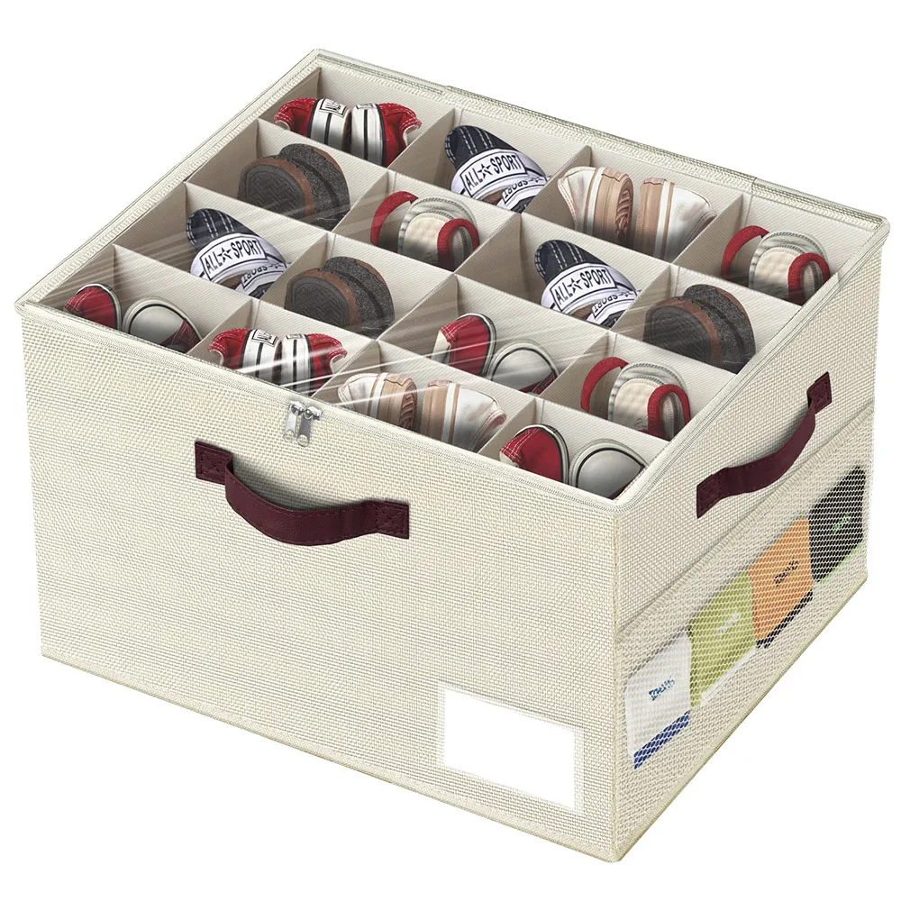 Adjustable Dividers Shoe Storage Bins Foldable Shoe Holder Cube Containers