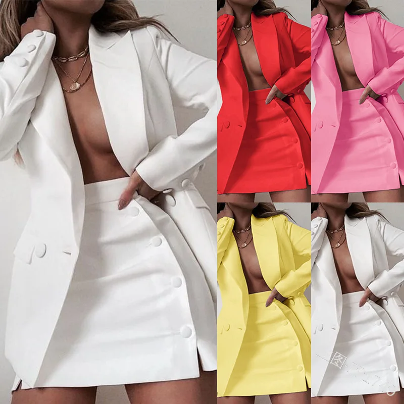 New Ladies Office Business Suit Women Blazer Sexy Solid Color Three Piece Sets skirt suits women for office