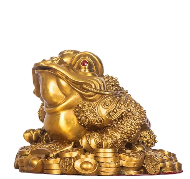 Wholesale of large-sized toad three legged golden toad ornaments by manufacturers, Yuanbao money frog copper golden toad