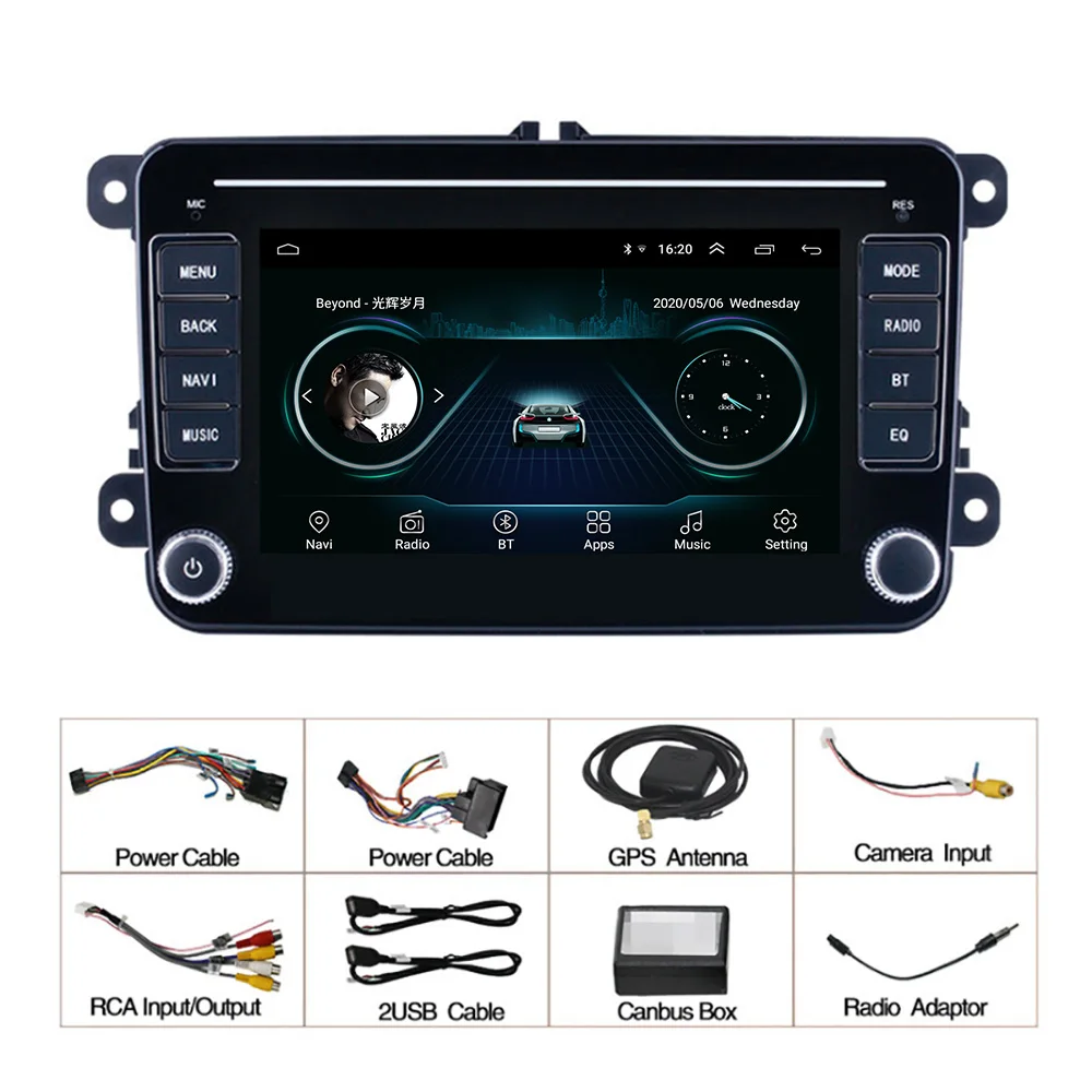  Автомагнитола 2DIN 7 дюймов Android Gps-навигация BT Wi-Fi для Volkswagen Vw Skoda Golf