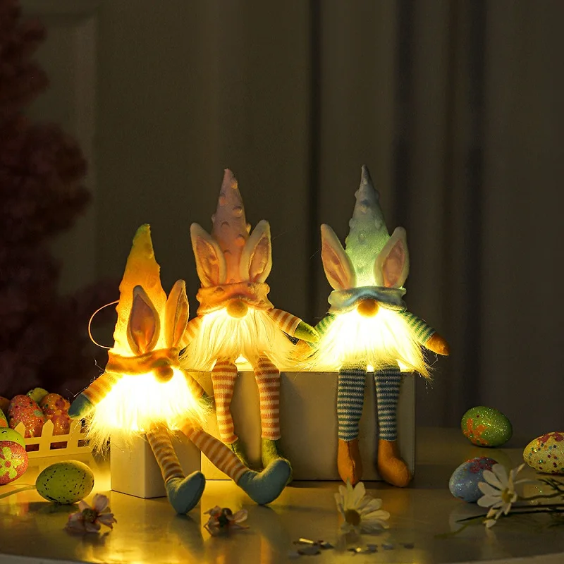 Easter Bunny Gnome Rabbit Totem Gnomes For Holiday Home Decoration Plush Party Ornaments Children Toys Led Easter Gifts For Kids