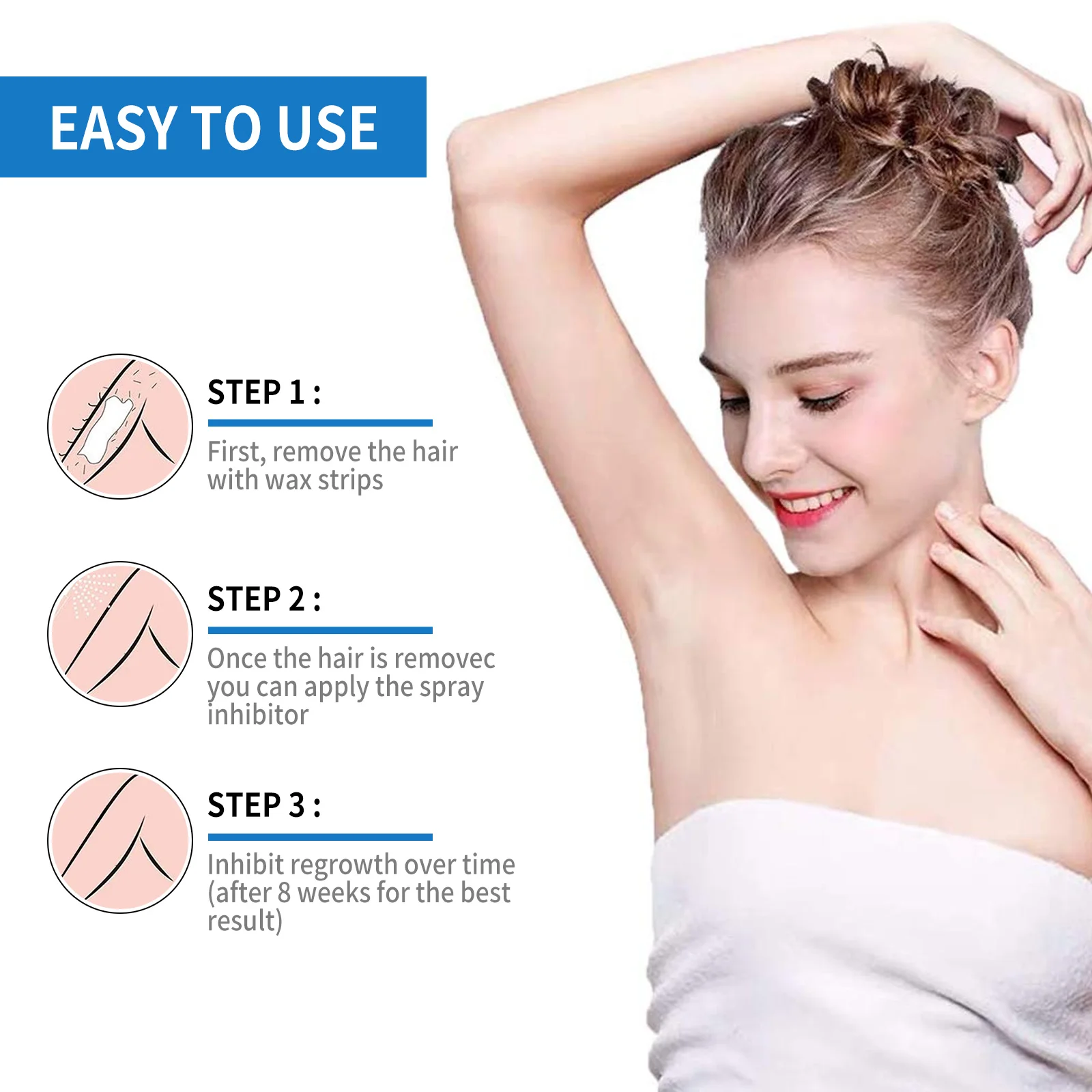 30ml Hair Stop Spray Hair Remover and Growth Inhibitor Facial Removal Cream Spray Beard Bikini Intimate Face Legs Body