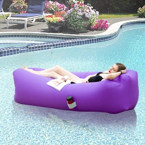 Factory Direct Outdoor Lazy Inflatable Lounger Air Sofa Beach Sun Lounger Water Floating Bed Camping Sleeping Pod