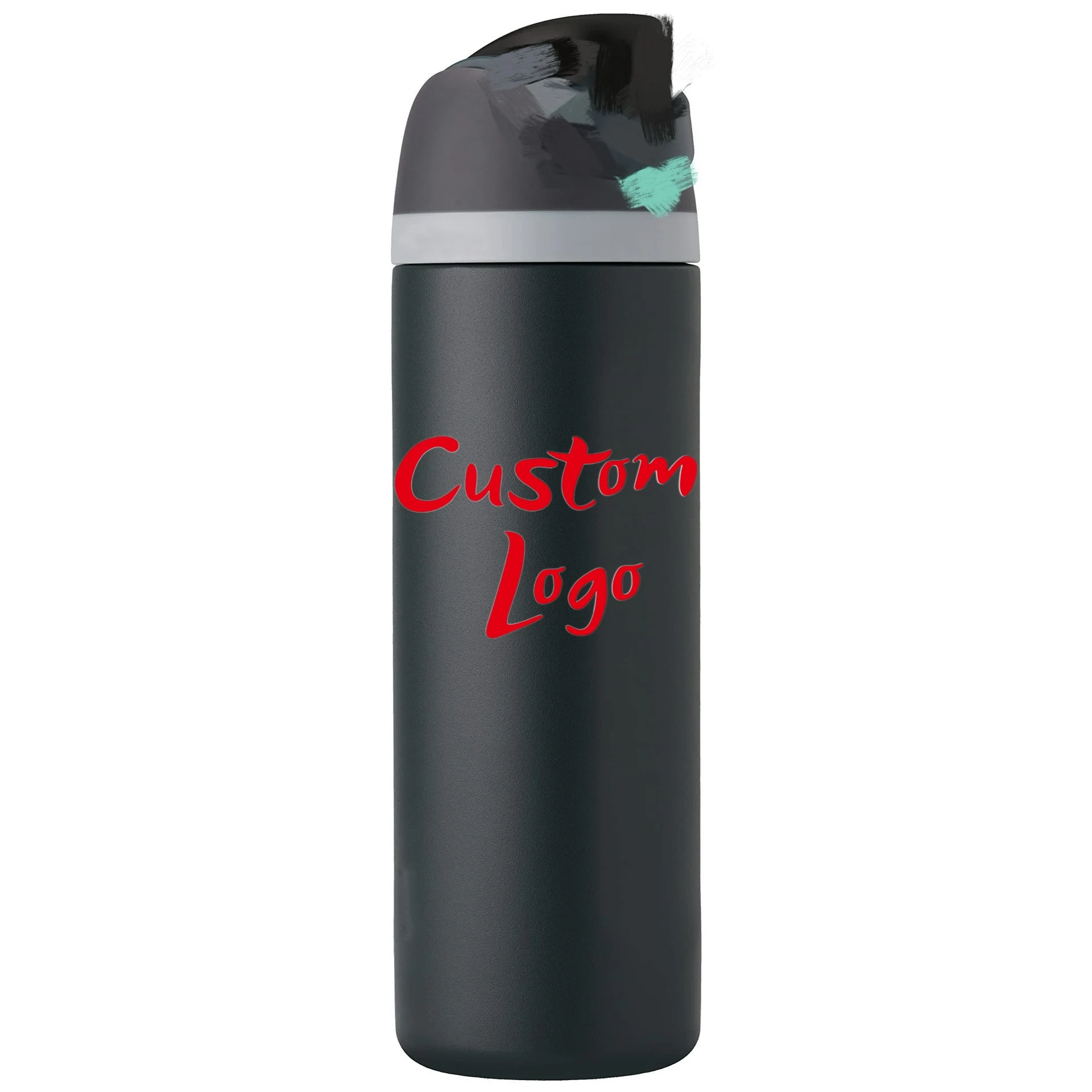 2025 Тепловая оптовая продажа с индивидуальным логотипом Bpa бесплатная Спортивная туристическая Изолированная бутылка из нержавеющей стали двойной питьевой бутылкой соломой