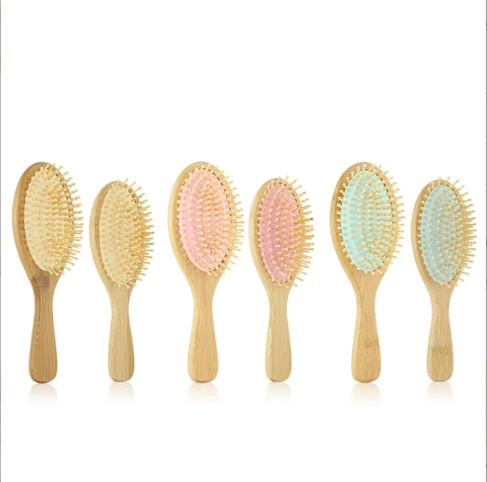 whole sale hot selling OEm customized logo bamboo hair brush whit wooden pins for women