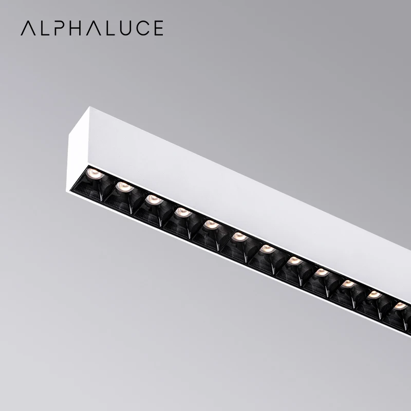 Alphalighting Recessed Office Led Ceil System Lighting Black White Modern Ip20 Indoor Led Linear Pendant Light