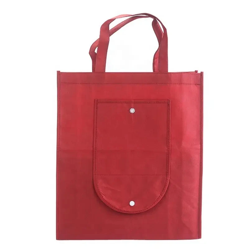 Reusable folding customized printed tote shopping bags with logos