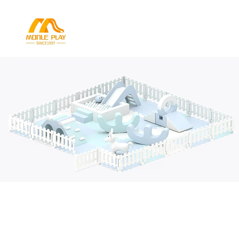 MONLE Customized softplay equipment gold and white playground soft play set wholesale