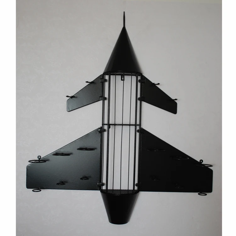 Wine Rack Airplane Shaped Wall Mounted Wine Rack with Glass Holder for Home Decoration