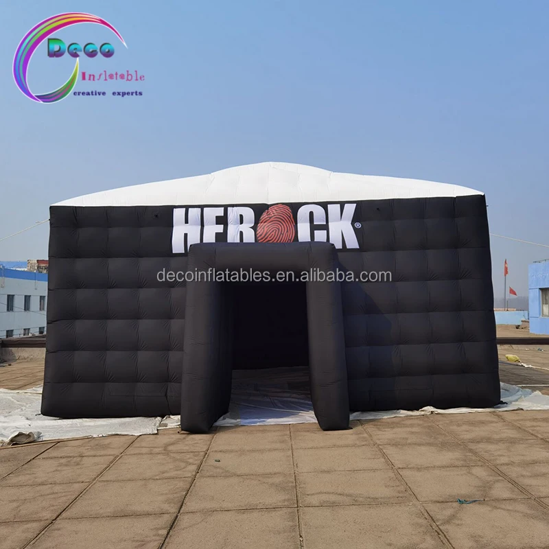 Черный цвет High End дизайн внутри светодиодная надувная палатка кубической формы для праздника