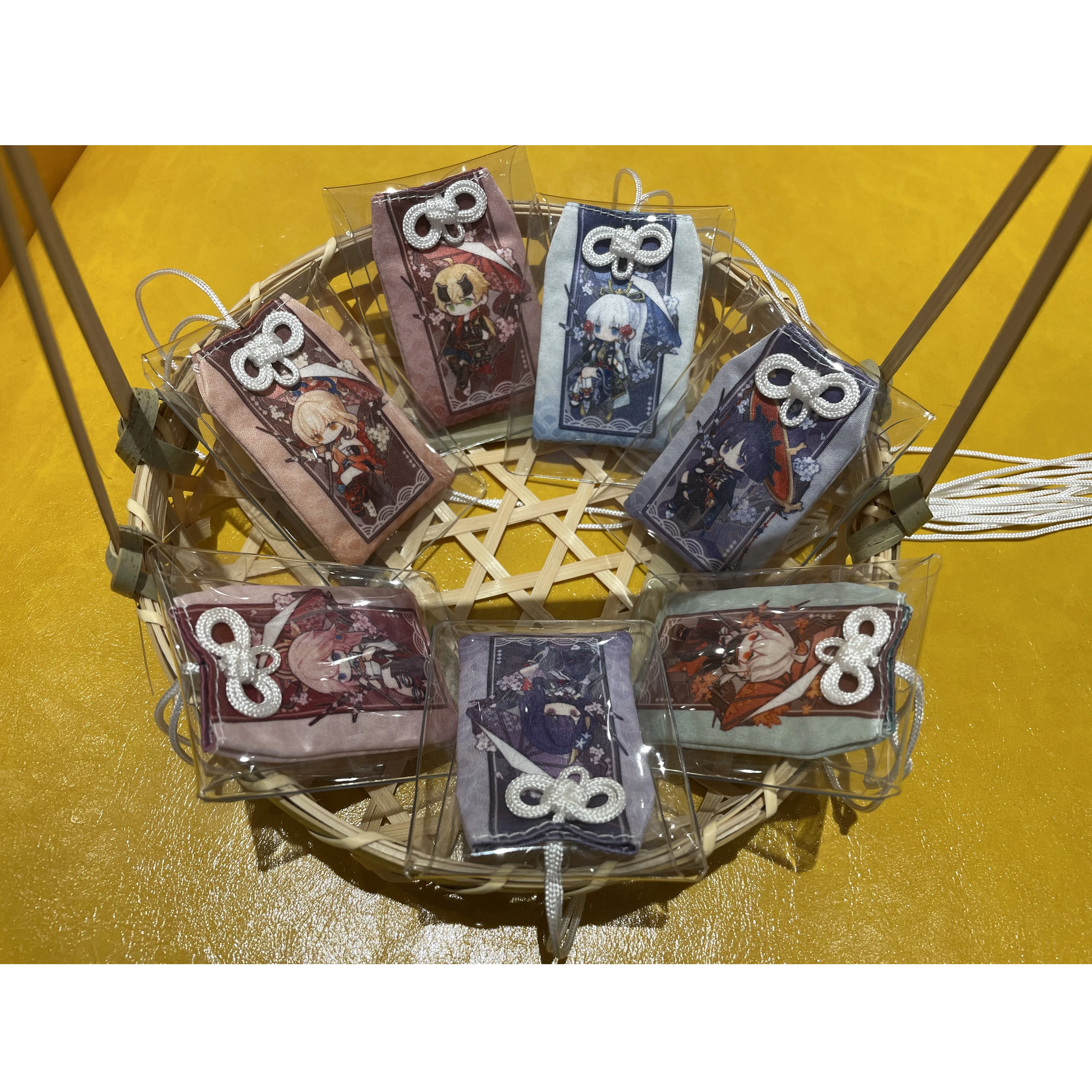 Omamori Japanese amulet custom print anime goods with string attached and a protection cover