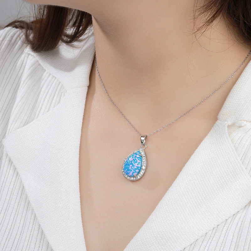 XYOP 2023 Jewelry Jewelry 925 Silver Elegant Blue Opal Jewelry Set Girl Custom Birthday