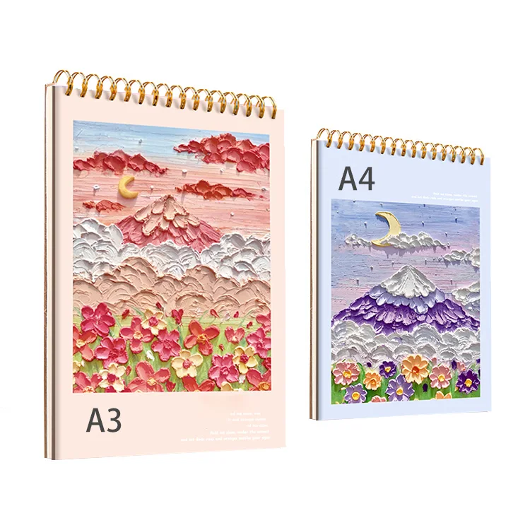 2023 Hot Sale Fashion Designer Custom Sketchbooks A3 Wholesale 50 Sheets 100g Spiral Shetch Book For Artists