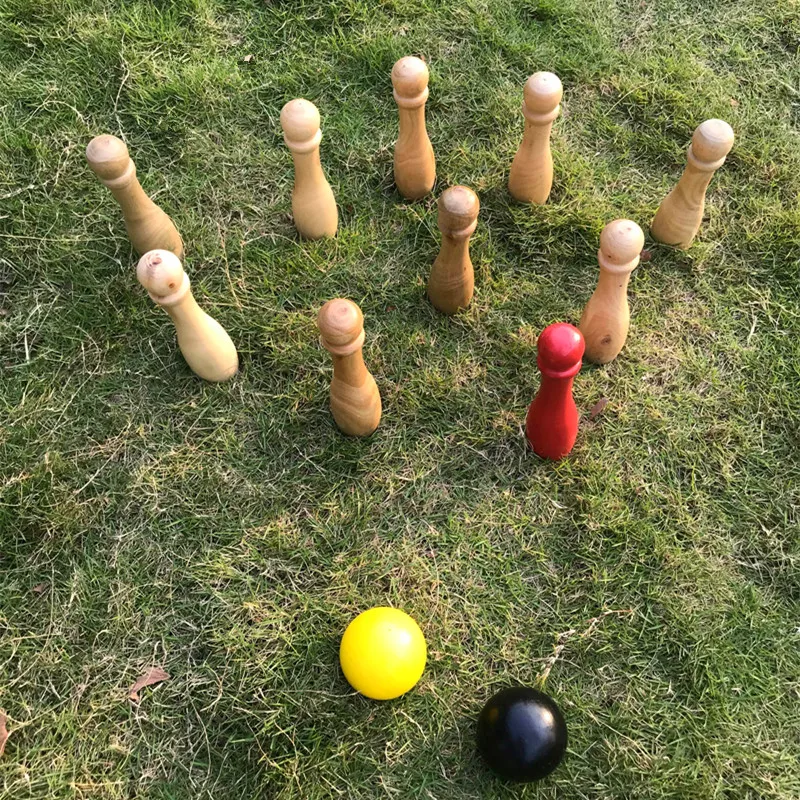 Игра для боулинга с деревянной лужайкой в помещении и на улице/шар для скиттла-для семьи и детей