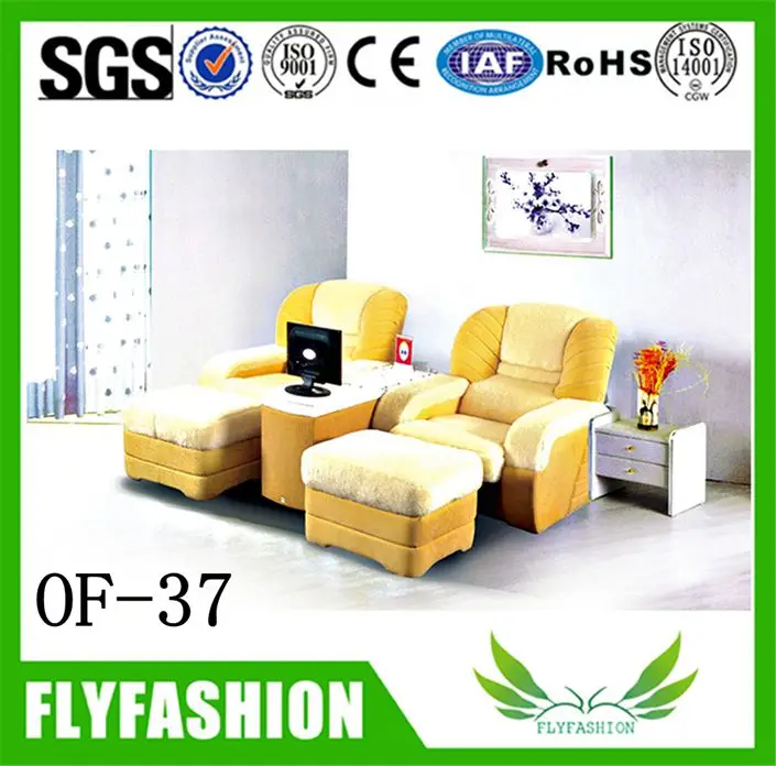  OF-39 Antique Salon Furniture Comfortable Fabric Sofa Wood Spring Home