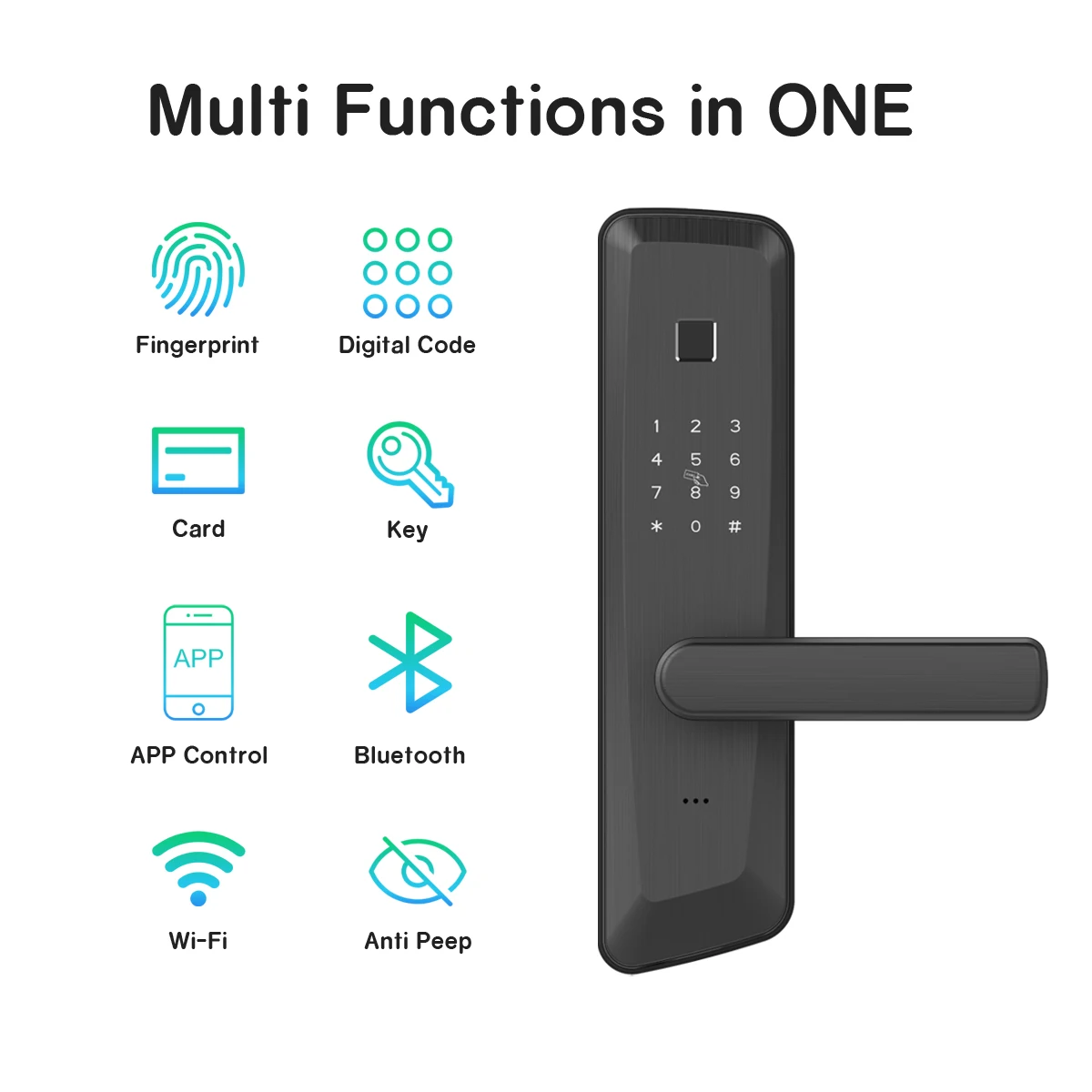  Европейский смарт-замок с цифровым кодом отпечатком пальца IC-карта приложение для квартиры дома офиса отеля дверная ручка замком