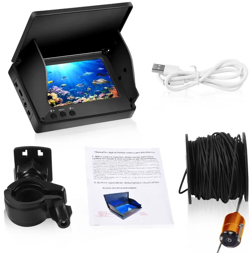 4.3 Inch Underwater Video Fish Finder Fishing Camera 195 Wide-angle Infrared Night Vision  Waterproof 30M 1000TVL