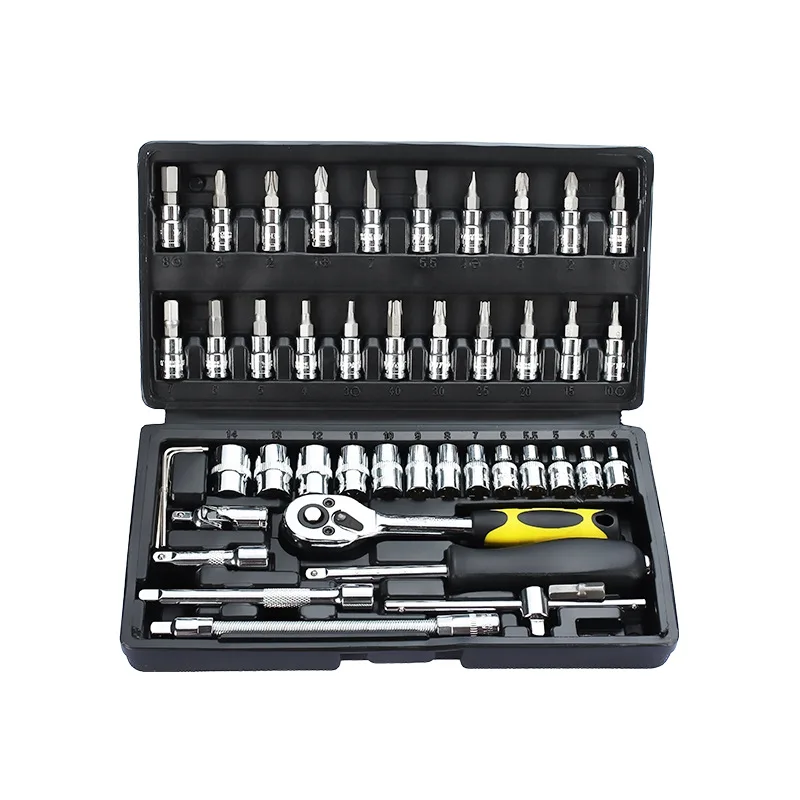46 pcs Automotive Car Tools Box Set For Repair Deep Socket Wrench Set