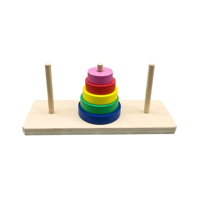 Montessori Infant Toy Unique Three Discs Vertical Dowel Guaranteed Quality Educational Wood Jigsaw Puzzle Unisex Teaching