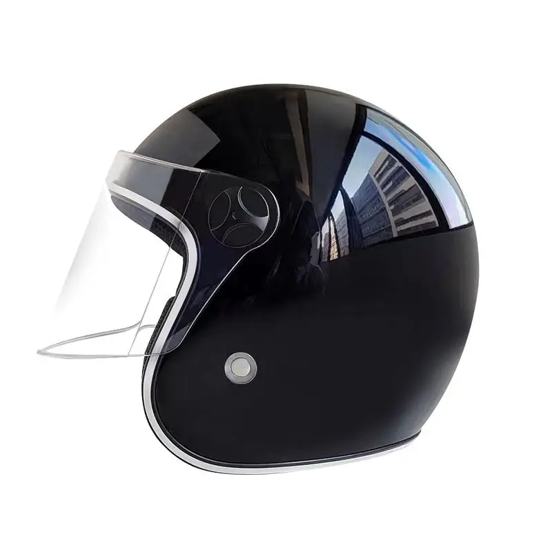 Hot Selling Sweat Absorbing And Breathable High-Performance Glass Fiber Blue Vintage 3/4 Motorcycle Helmet