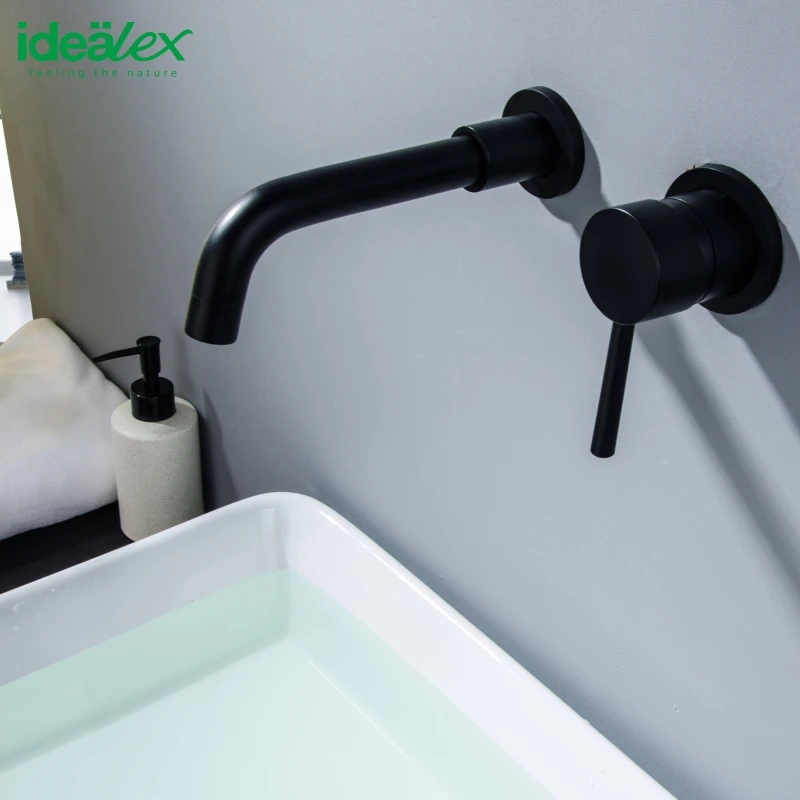 Ares Idealex Wall Mount Antique Cheap Price Basin Tap Faucet Single Faucet black Basin Mixer Faucet for Bathroom Hotel Villa