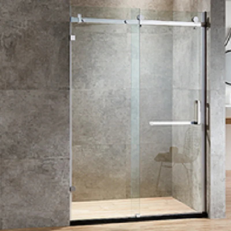 2 Sided Tempered Glass Sliding Back To Back Shower Enclosure Door Transparent Frameless Hotel Modern Bathroom Shower Cabin