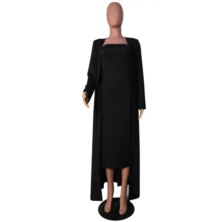  L6322-fashion платье с запахом для женщин длинными рукавами из 2 предметов кардиган комплект платьем