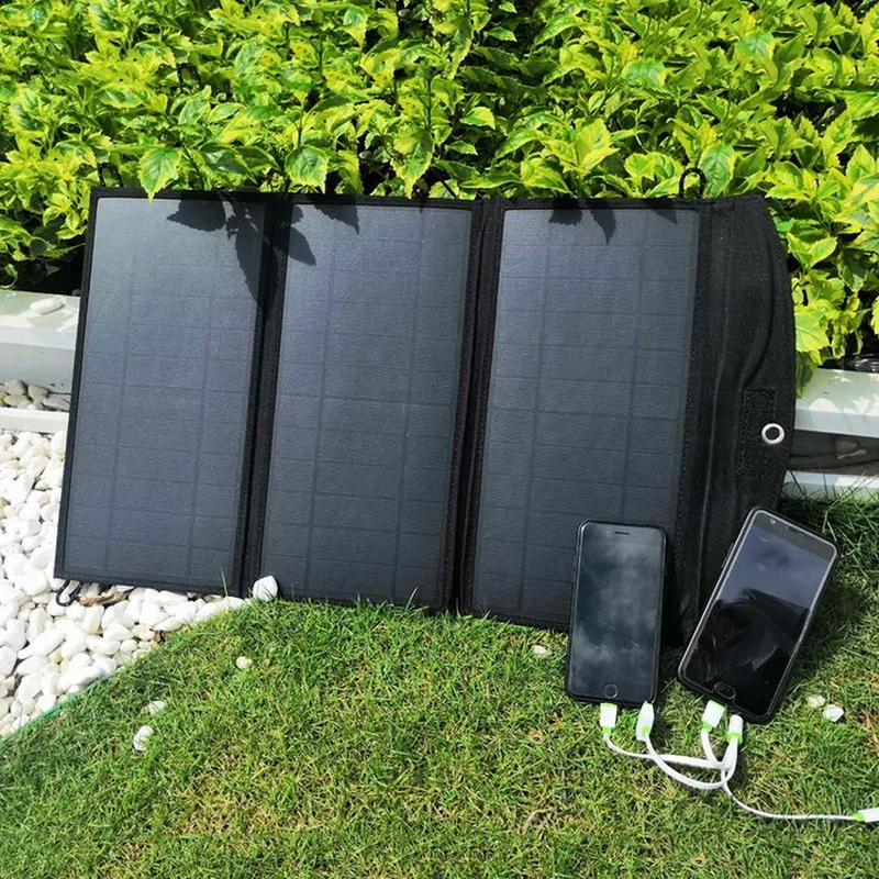 Outdoor Waterproof 28W Foldable Portable Solar Panel Power Phone Charger With Dual USB For Mobile Phone Power Bank Power Supply