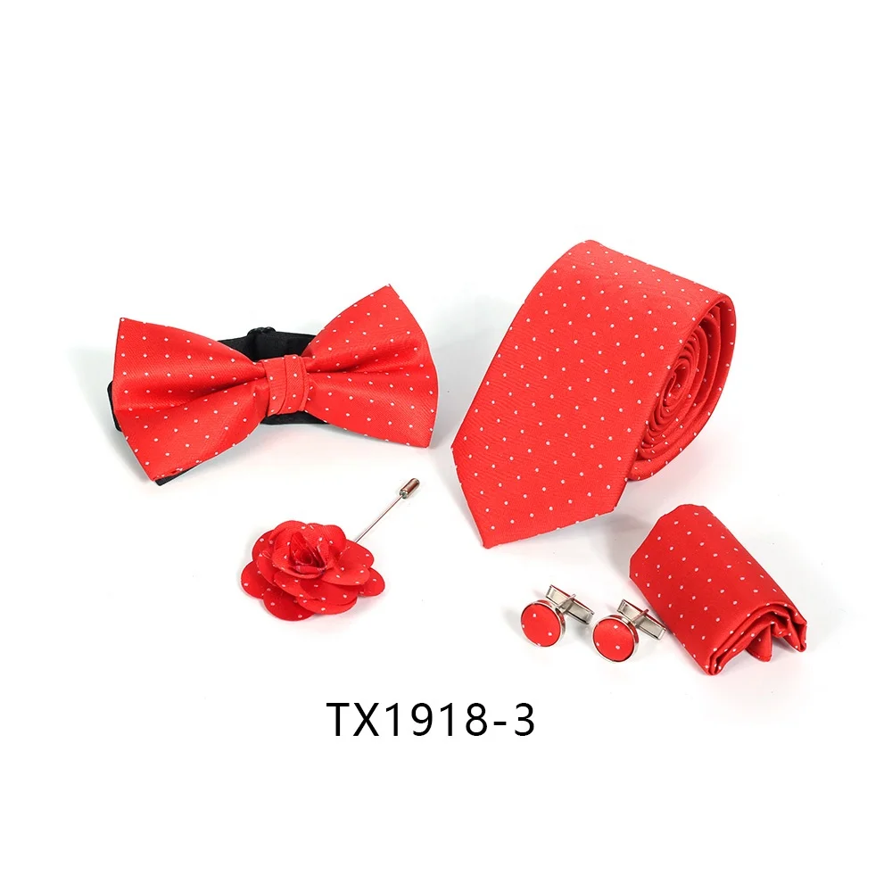 Индивидуальный мужской свадебный красный Шелковый галстук-бабочка в горошек и карманный квадратный набор