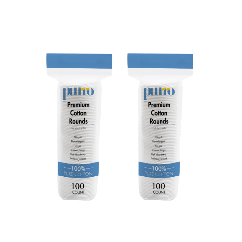 
Customizable Soft Organic Natural Hypoallergenic Cotton Disposable Absorbent Cotton Rounds Face Cleansing Pads for Women 